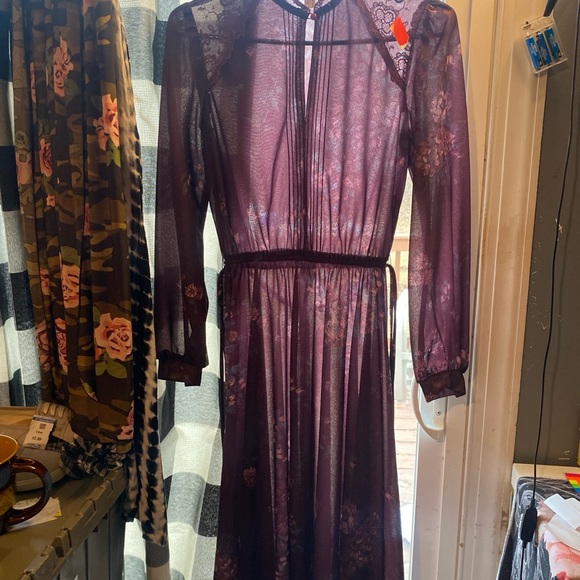 smitten Dresses & Skirts - Vintage Patty O’Neil purple Embellished Pleated Gown with Long Bishop Sl…